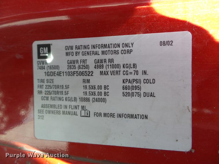 image for item FM9285 2003 GMC C4500 flatbed truck