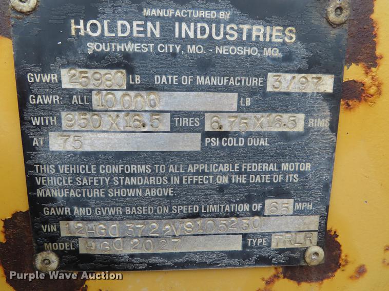 image for item DF7831 1997 Holden HGD2027 equipment trailer