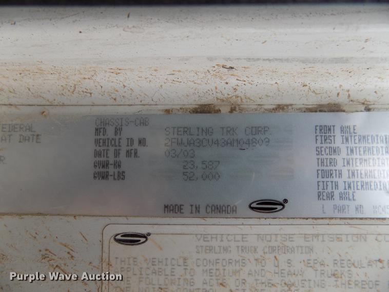 image for item DB9723 2003 Sterling A9500 semi truck