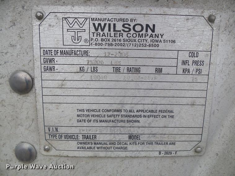 image for item DC5193 2007 Wilson DWH-500 Pace Setter double hopper bottom grain trailer