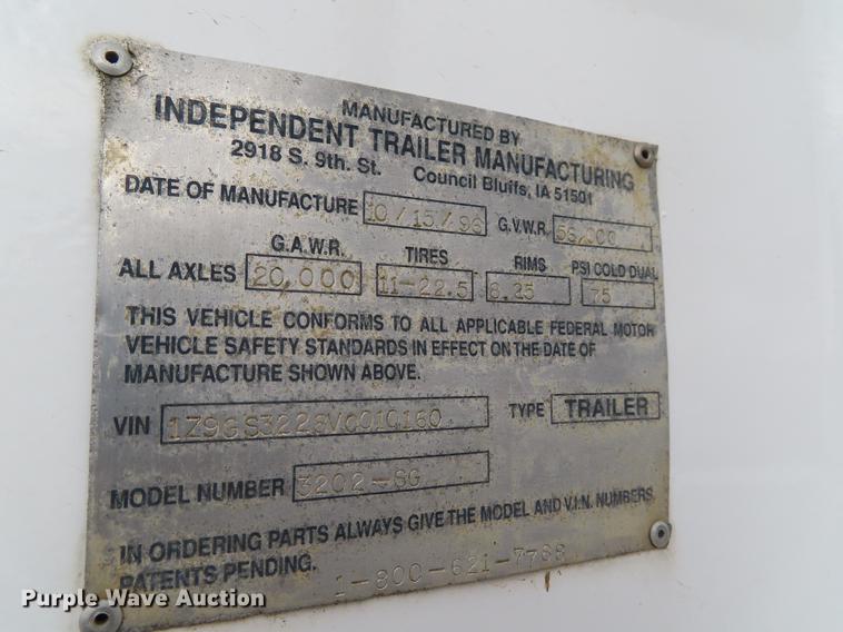 image for item DE3457 1997 Independent 3202-SG double hopper bottom grain trailer
