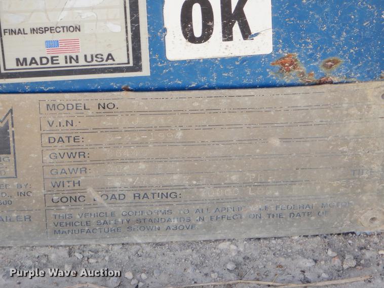 image for item FH9377 1994 Trail King TXK70HDG562 lowboy equipment trailer