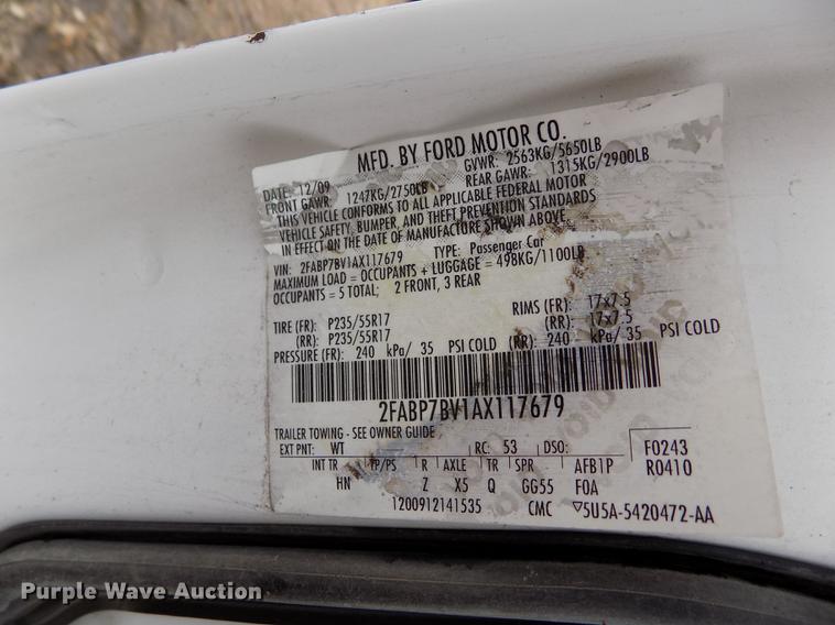 image for item DE1227 2010 Ford Crown Victoria Police Interceptor