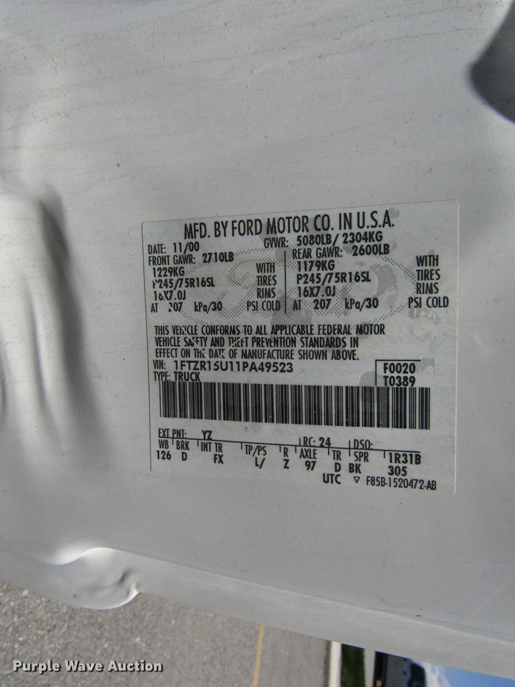 image for item DF8067 2001 Ford Ranger SuperCab pickup truck