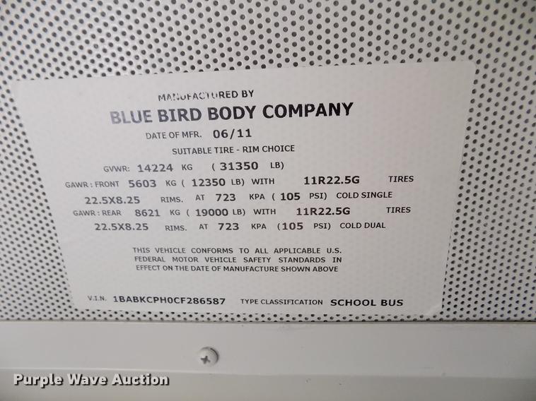 image for item FG9388 2012 Blue Bird All American school bus