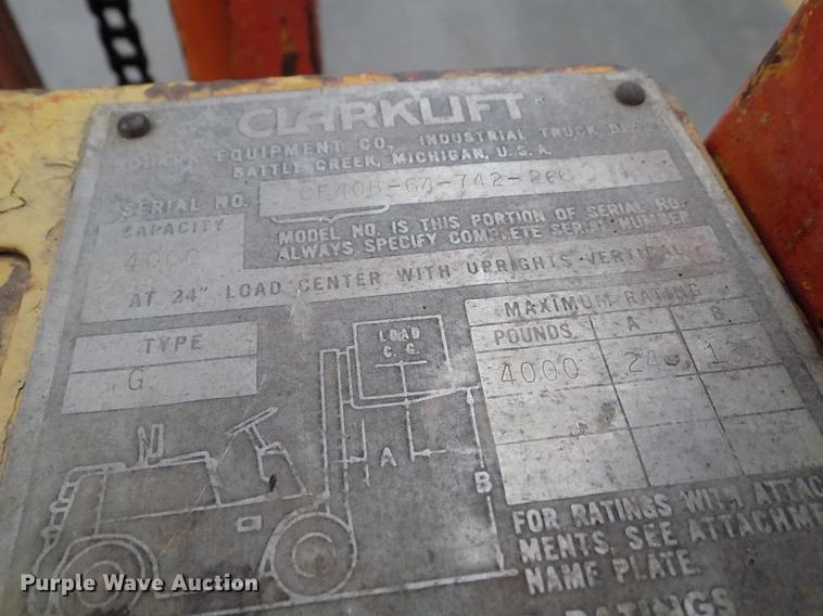 image for item FG9407 1965 Clark CF40B forklift