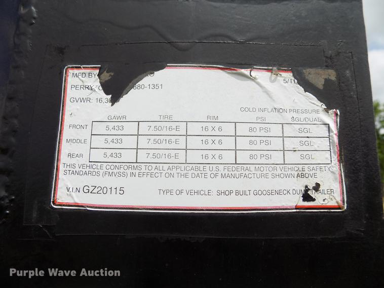 image for item DB9685 2011 Ground Zero dump trailer