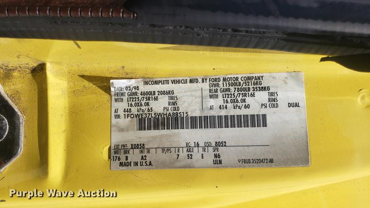 image for item DD4707 1998 Ford Econoline E350 box truck