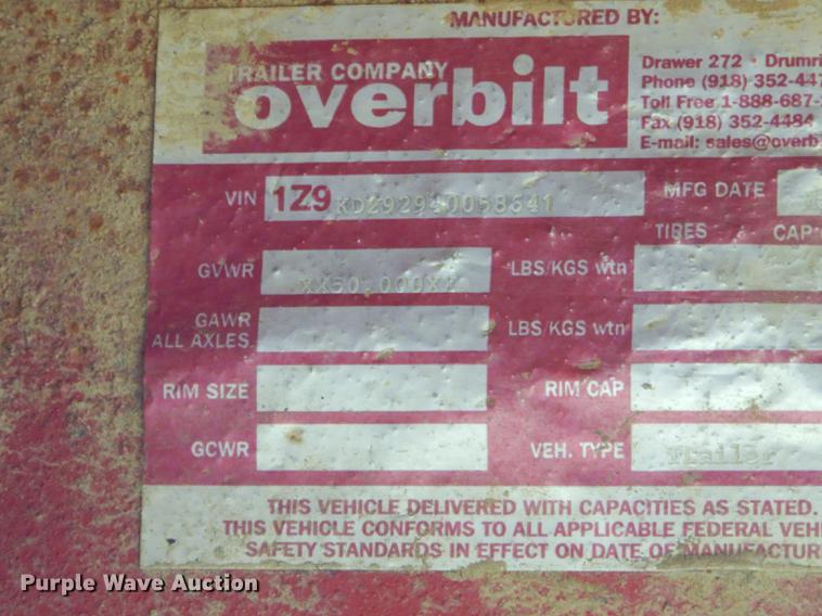image for item FH9409 2004 Overbilt tilt deck equipment trailer