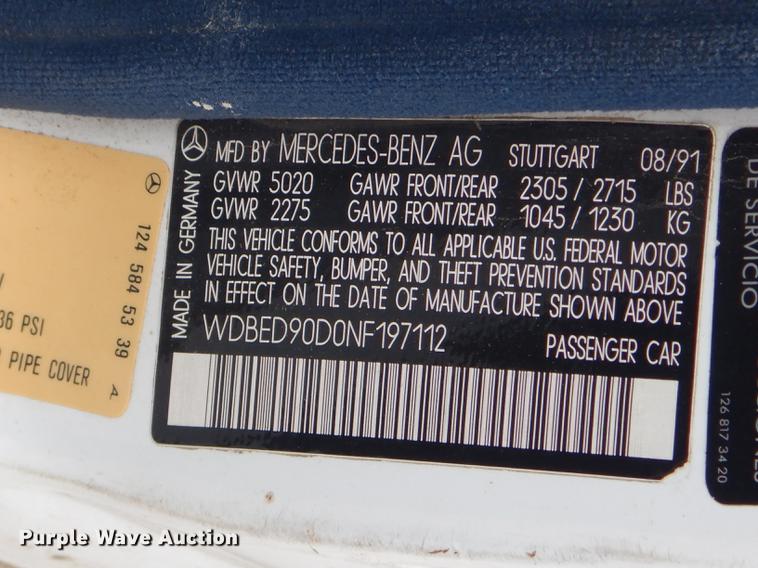 image for item FH9428 1992 Mercedes Benz 300TE