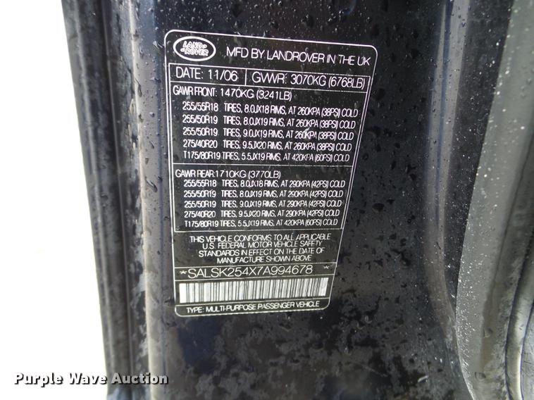 image for item FM9340 2007 Land Rover Range Rover Sport HSE SUV