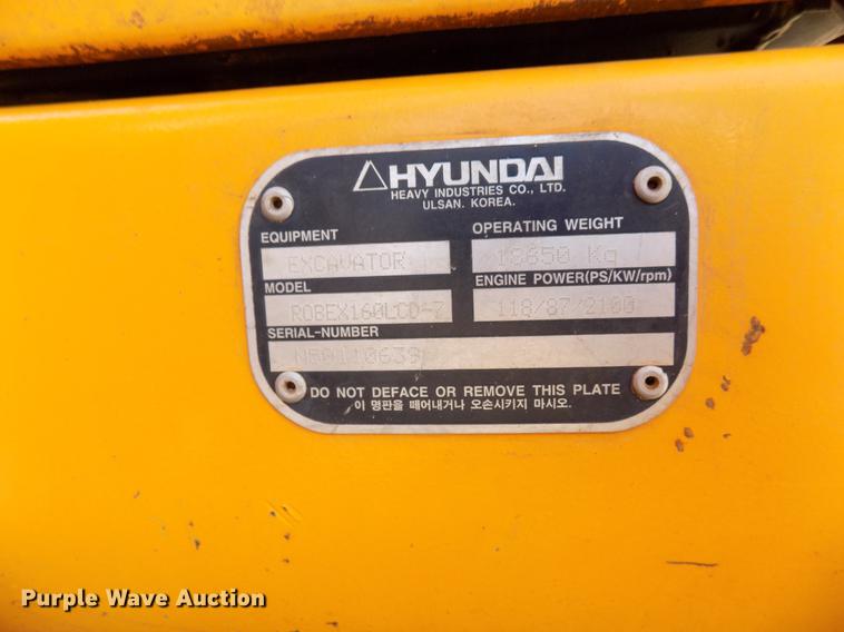 image for item DB9676 2006 Hyundai 160LC-7 excavator