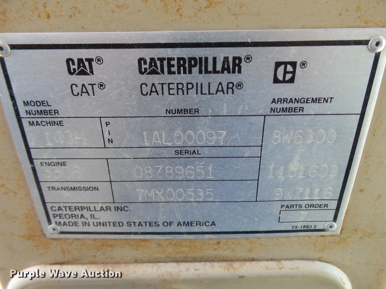 image for item DE1380 1996 Caterpillar 143H motor grader