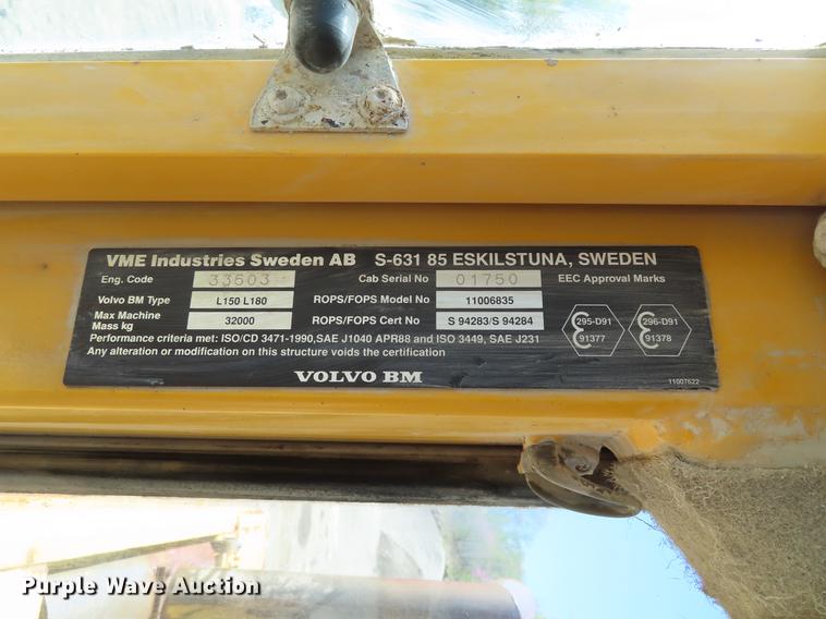 image for item DE3470 1992 Volvo L180 wheel loader
