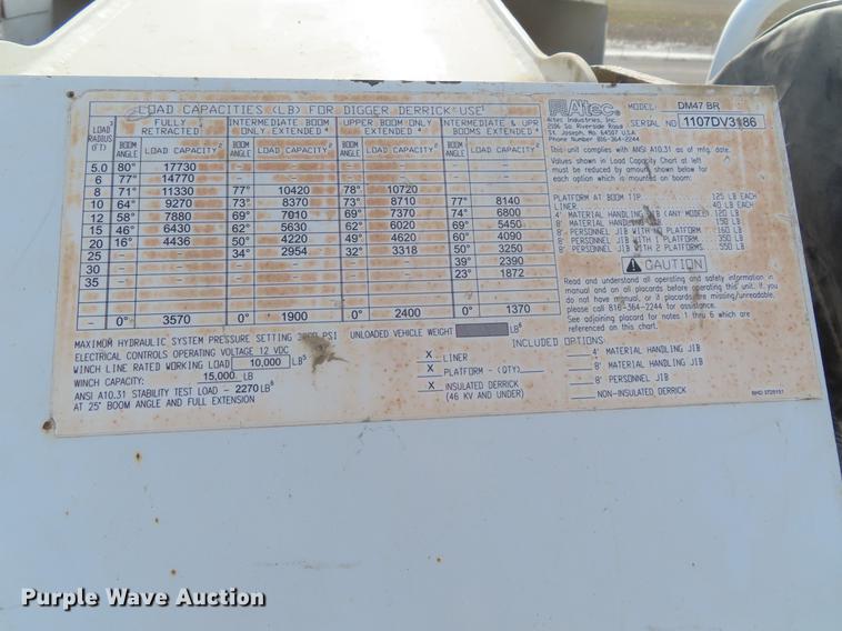 image for item DE3495 2007 International 7300 digger derrick truck