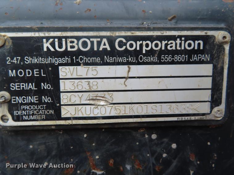 image for item DE3511 2013 Kubota SVL75 skid steer