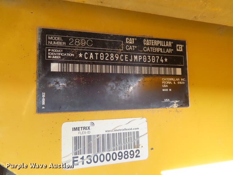 image for item DE3512 2012 Caterpillar 289C skid steer