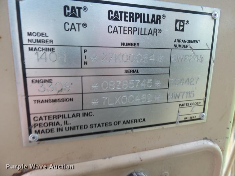 image for item DE7777 1995 Caterpillar 140H motor grader