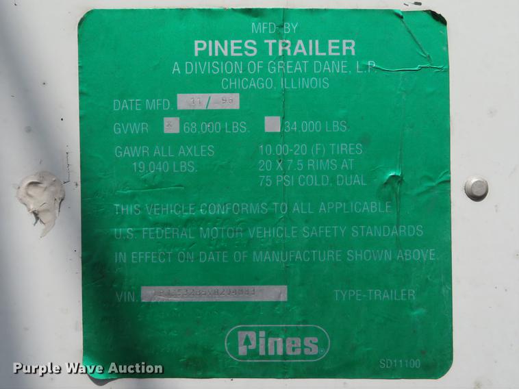 image for item DE8053 1997 Pines dry van trailer