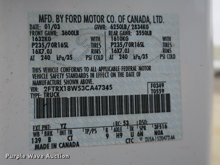 image for item DB8826 2003 Ford F150 SuperCab pickup truck