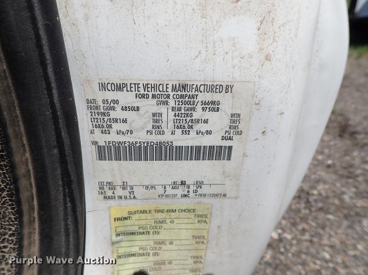 image for item DE5336 2000 Ford F350 Super Duty dump bed pickup truck