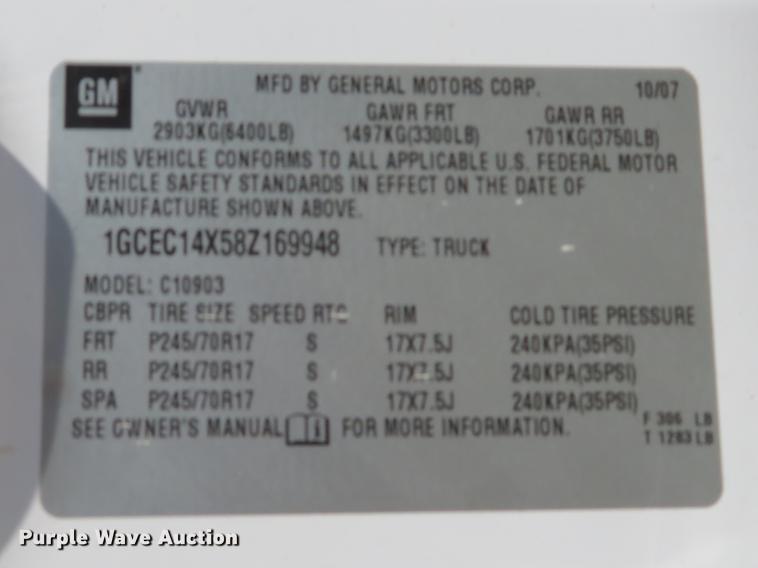 image for item DE8099 2008 Chevrolet Silverado 1500 pickup truck