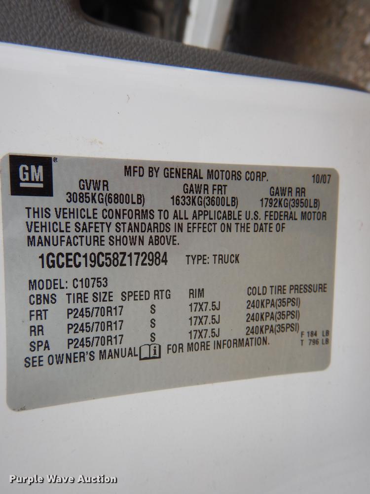 image for item DE8365 2008 Chevrolet Silverado 1500 Ext. Cab pickup truck