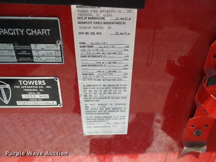 image for item DF7311 1995 Spartan DA405-2142 fire truck