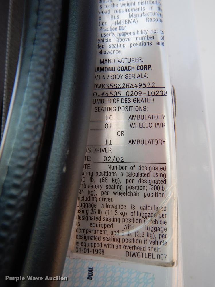 image for item DG1150 2002 Ford Econoline E350 Super Duty shuttle bus