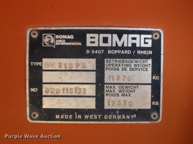 image for item DG3468 Bomag BW213PD single drum vibratory roller