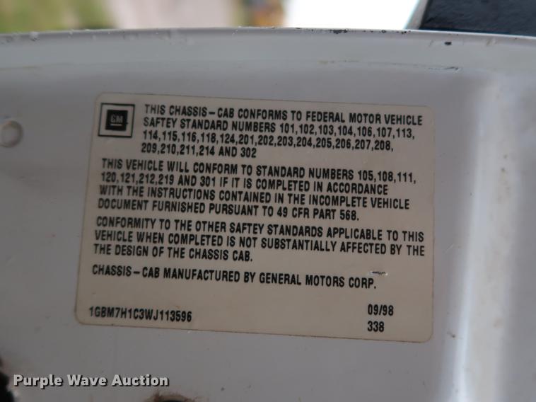 image for item DG3474 1998 Chevrolet C7500 dump truck