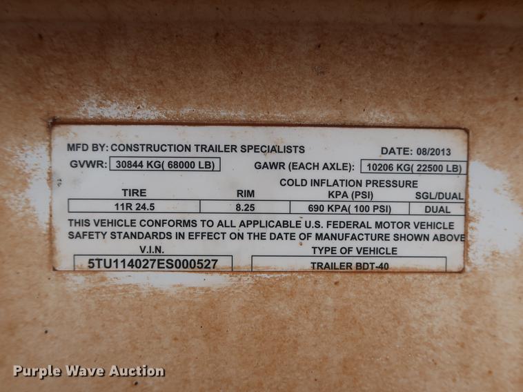 image for item DG3485 2014 CTS BDT-40 bottom dump trailer