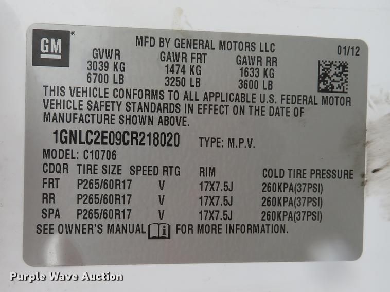 image for item DG3975 2012 Chevrolet Tahoe Police SUV