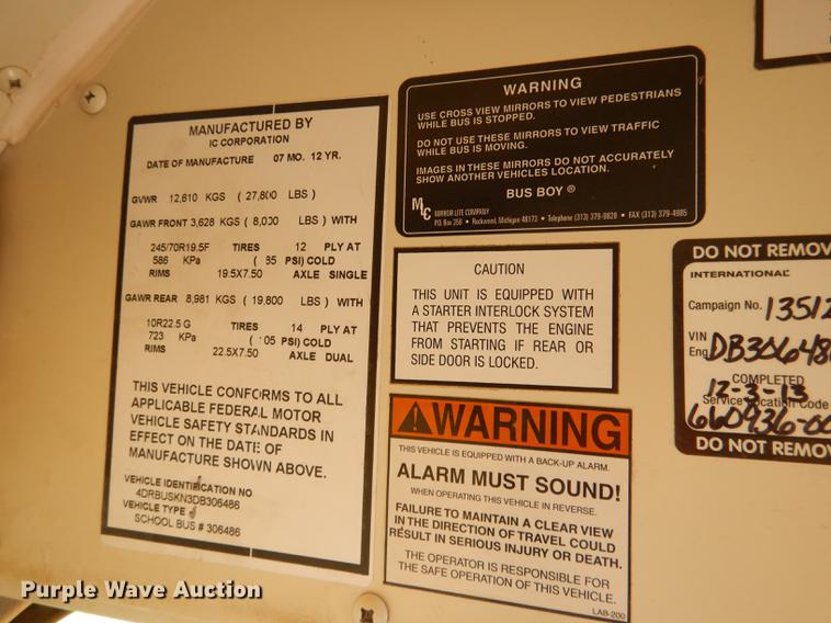 image for item DG5791 2013 International CE school bus