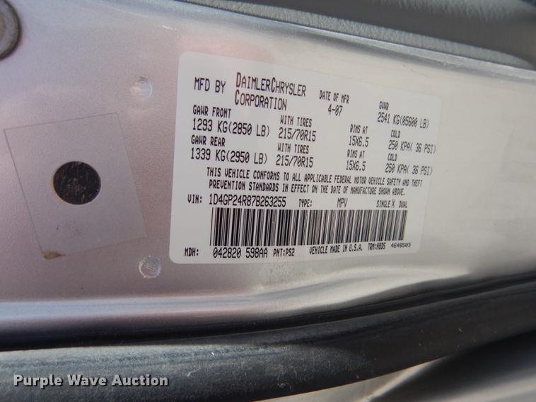 image for item DG5792 2007 Dodge Grand Caravan van