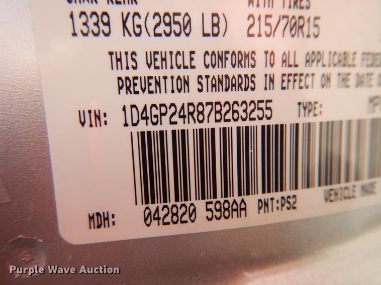 image for item DG5792 2007 Dodge Grand Caravan van