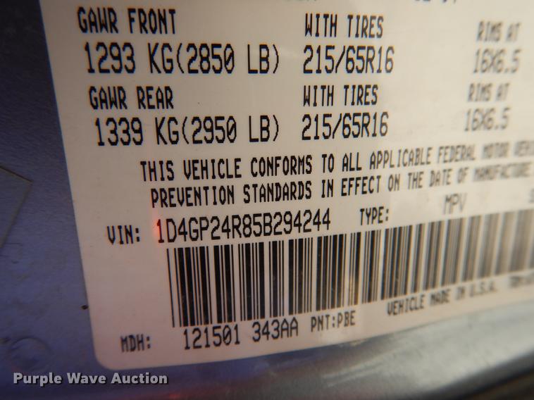 image for item DG5793 2005 Dodge Grand Caravan van