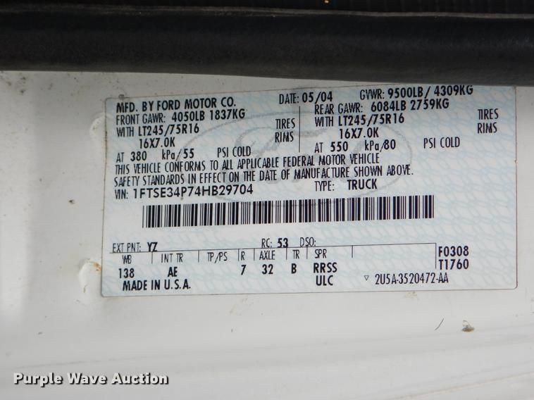 image for item ED9260 2004 Ford E350 Super Duty van