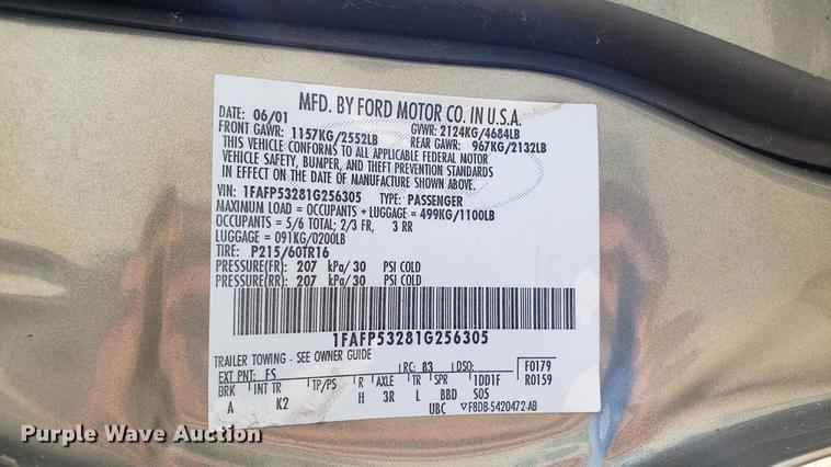 image for item EN9971 2001 Ford Taurus