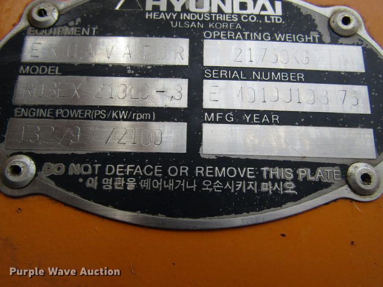 image for item EU9636 1998 Hyundai Robex 210LC-3 excavator