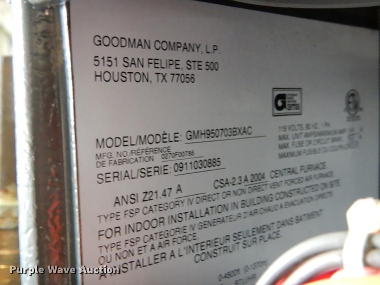 image for item FI9585 Goodman AC and heat unit