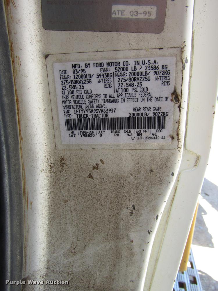 image for item DB4944 1995 Ford L9000 truck with Big John tree transplanter