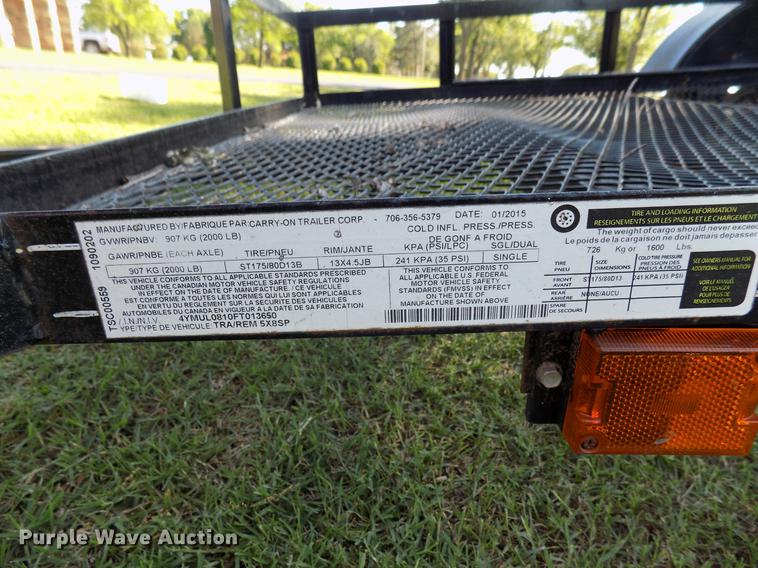 image for item DB9655 2015 Carry-On utility trailer