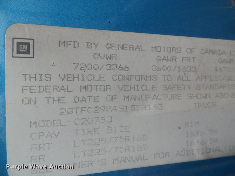 image for item DC5175 1995 GMC Sierra C2500 Ext. Cab pickup truck