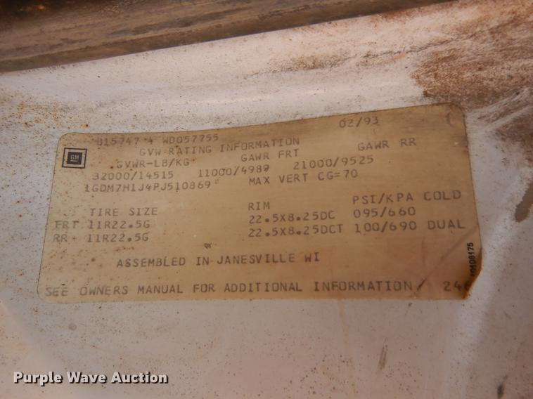 image for item DC8697 1993 GMC TopKick C6500 dump truck