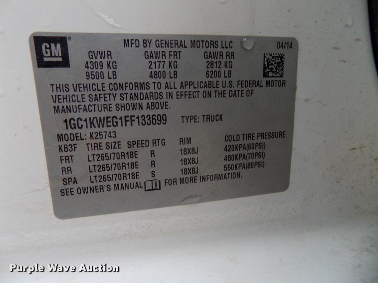 image for item DE7681 2015 Chevrolet Silverado 2500HD LTZ Crew Cab pickup truck