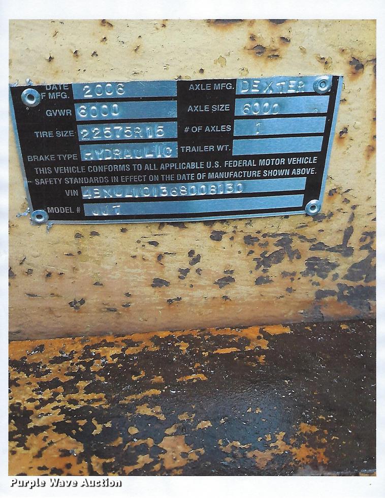 image for item DE8050 2006 Region Welding JJT utility trailer