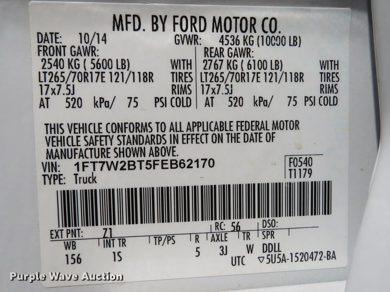 image for item DE8078 2015 Ford F250 Super Duty XL Crew Cab pickup truck