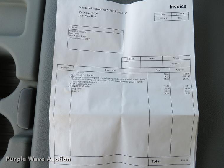 image for item DE8079 2011 Ford F550 Super Duty XL Crew Cab box truck