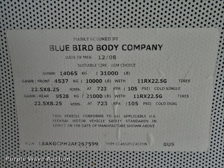 image for item DE8082 2010 Blue Bird Vision bus